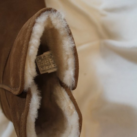 NIB UGG CORY MINI SUEDE SHEARLING LINED ANKLE BOOTIES BOOTS CHESTNUT - Picture 5 of 10